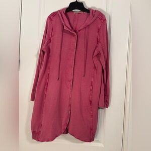 Soft Surroundings Cotton/Linen Pink Lounge Button Up Tunic/Jacket- SIZE LARGE